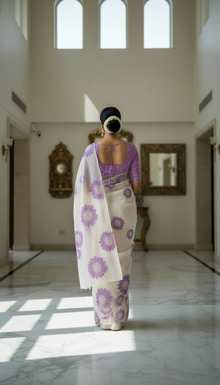 FLOREA ÉLITE-Premium Floral Print Saree