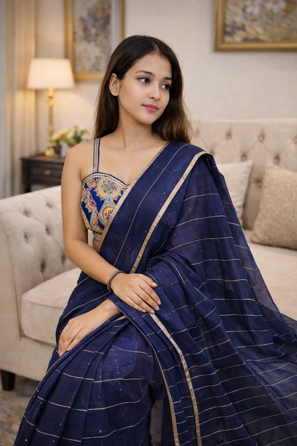 Rasm Designer Studio Neel Vastra Royale Blue Handloom Silk Saree