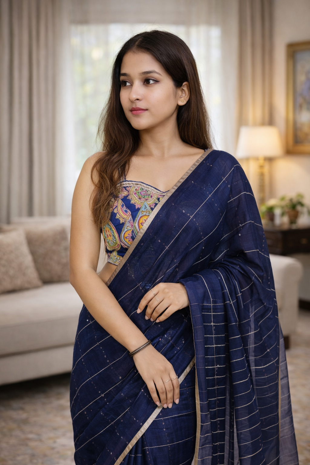 Rasm Designer Studio Neel Vastra Royale Blue Handloom Silk Saree