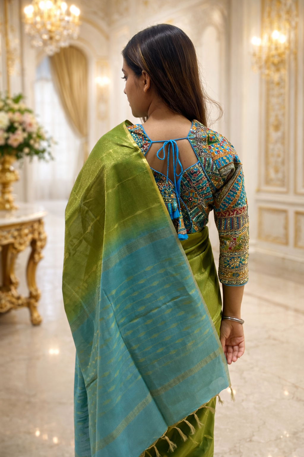 Luxury Green Silk Saree with Two Blouses (Stitched & Unstitched) | Premium Ethnic Wear