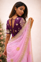 Noor-e-Gota Fancy Fabric Saree with Gota Patti Work & Designer Stitched Blouse