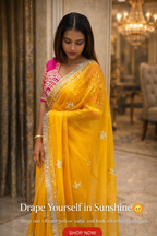 Noor-e-Gota Fancy Fabric Saree with Gota Patti Work & Designer Stitched Blouse