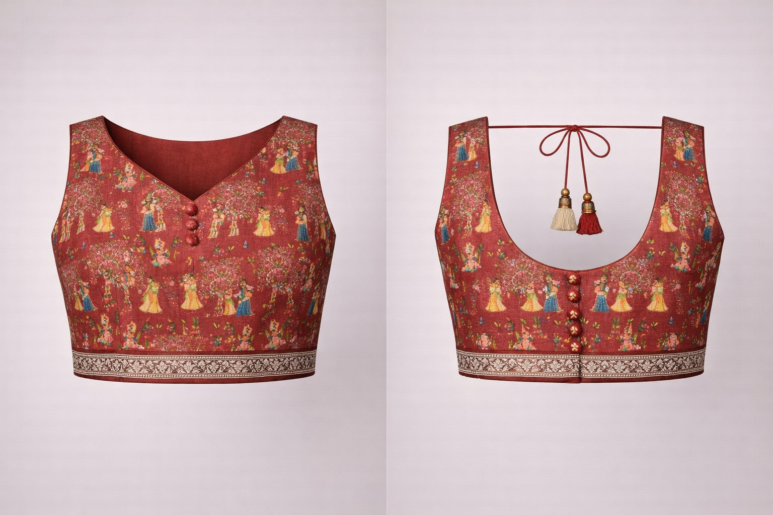 Royal Rangmahal Folk Art Printed Saree – Traditional Festive Ethnic Saree