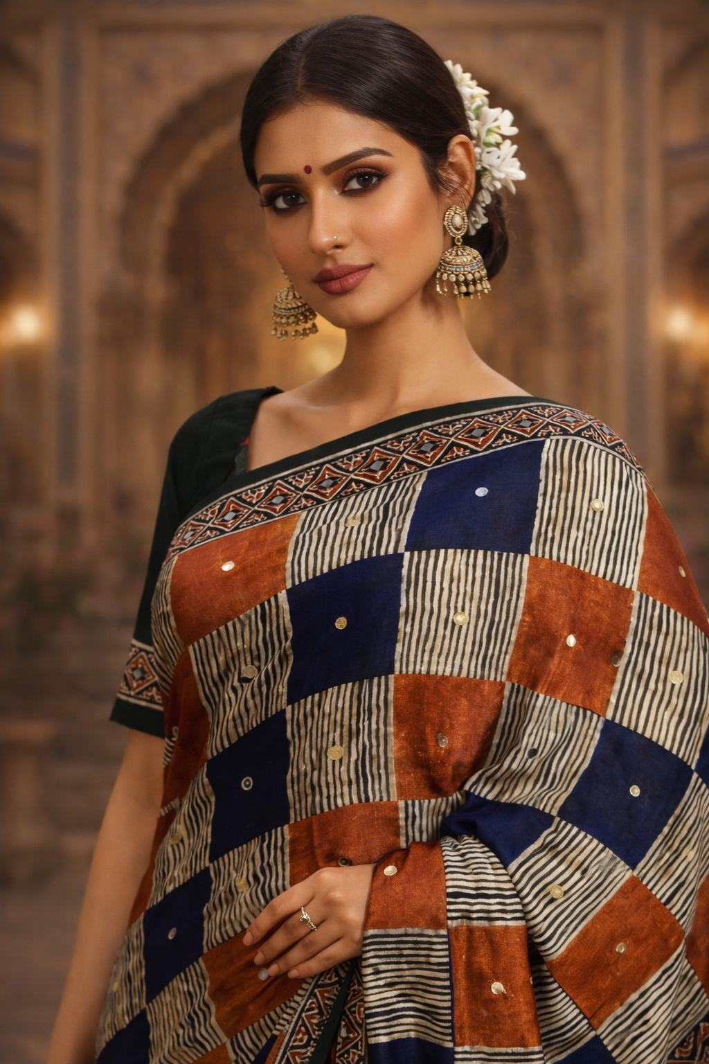 Ajrakh Noor Collection – Mirror Work Sarees