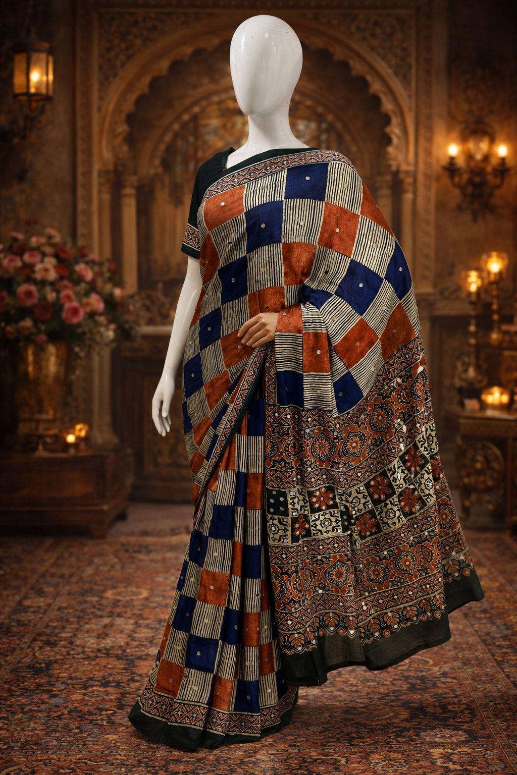 Ajrakh Noor Collection – Mirror Work Sarees