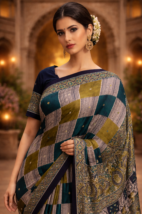 Ajrakh Noor Collection – Mirror Work Sarees
