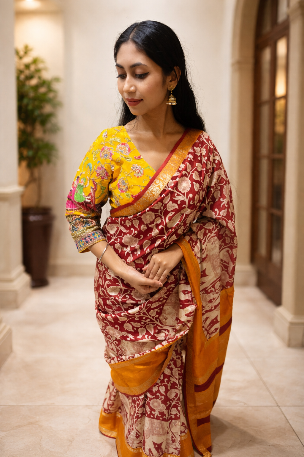 Rajwada Gaj-Mayur Cotton Silk Look Saree