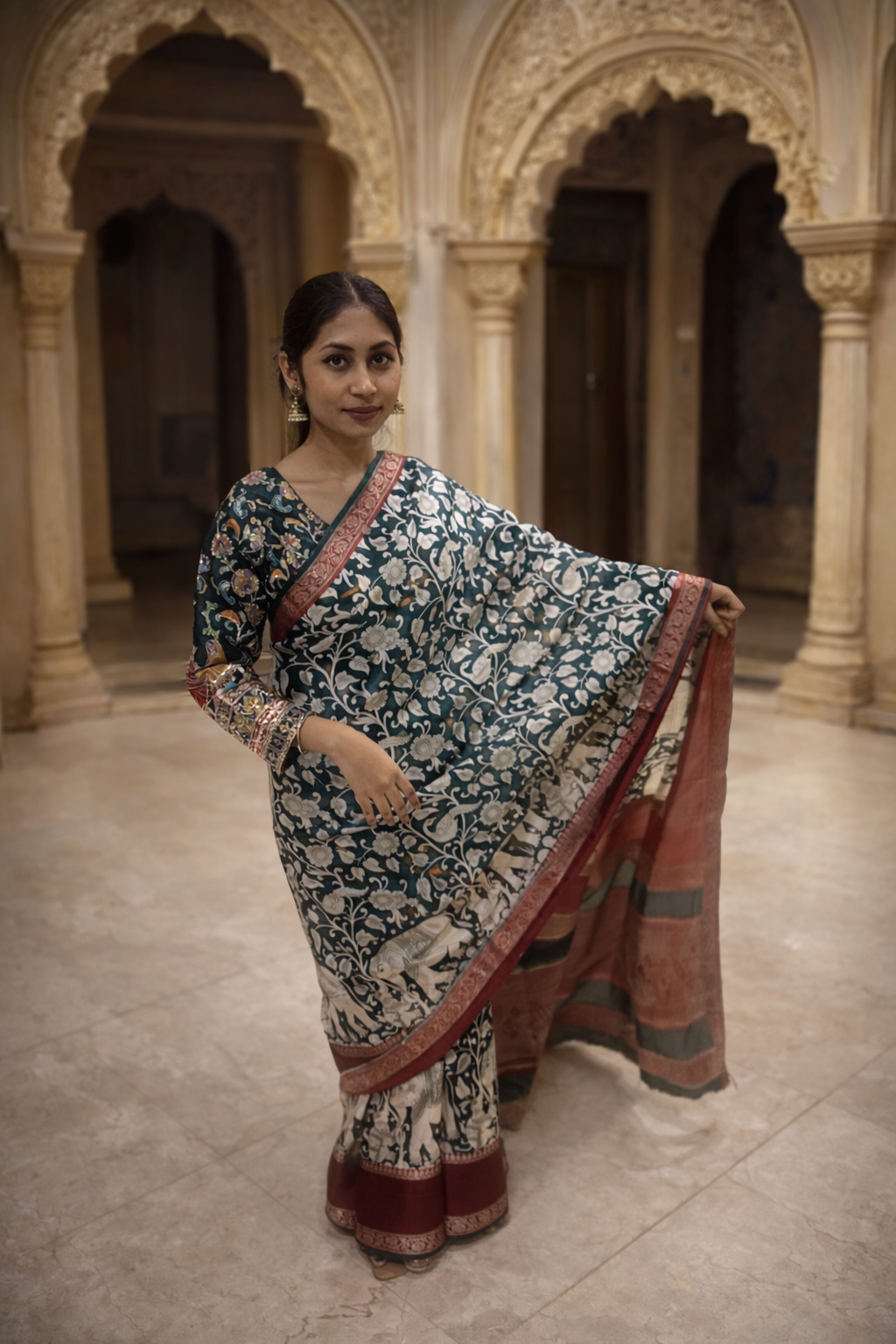 Rajwada Gaj-Mayur Cotton Silk Look Saree