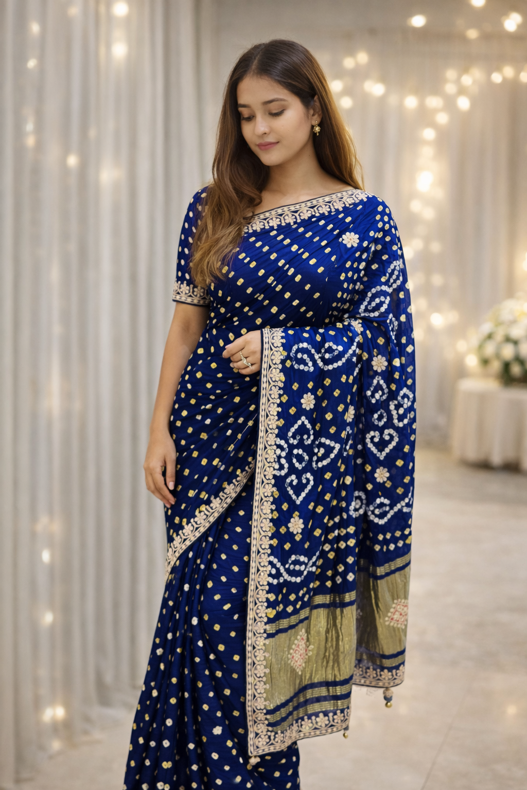 Rasm Designer Studio Zariya Royale Bandhej Gaji Modal Saree