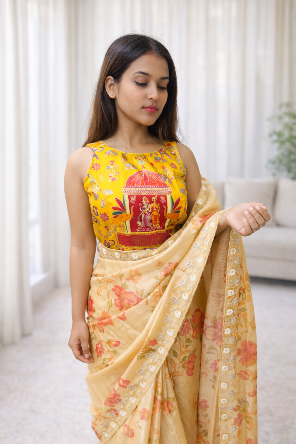 Aurum Veda Tisu Zari Saree – Dual Color Edition | Handcrafted Zari Work