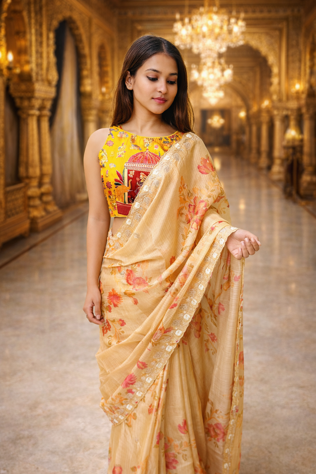 Aurum Veda Tisu Zari Saree – Dual Color Edition | Handcrafted Zari Work