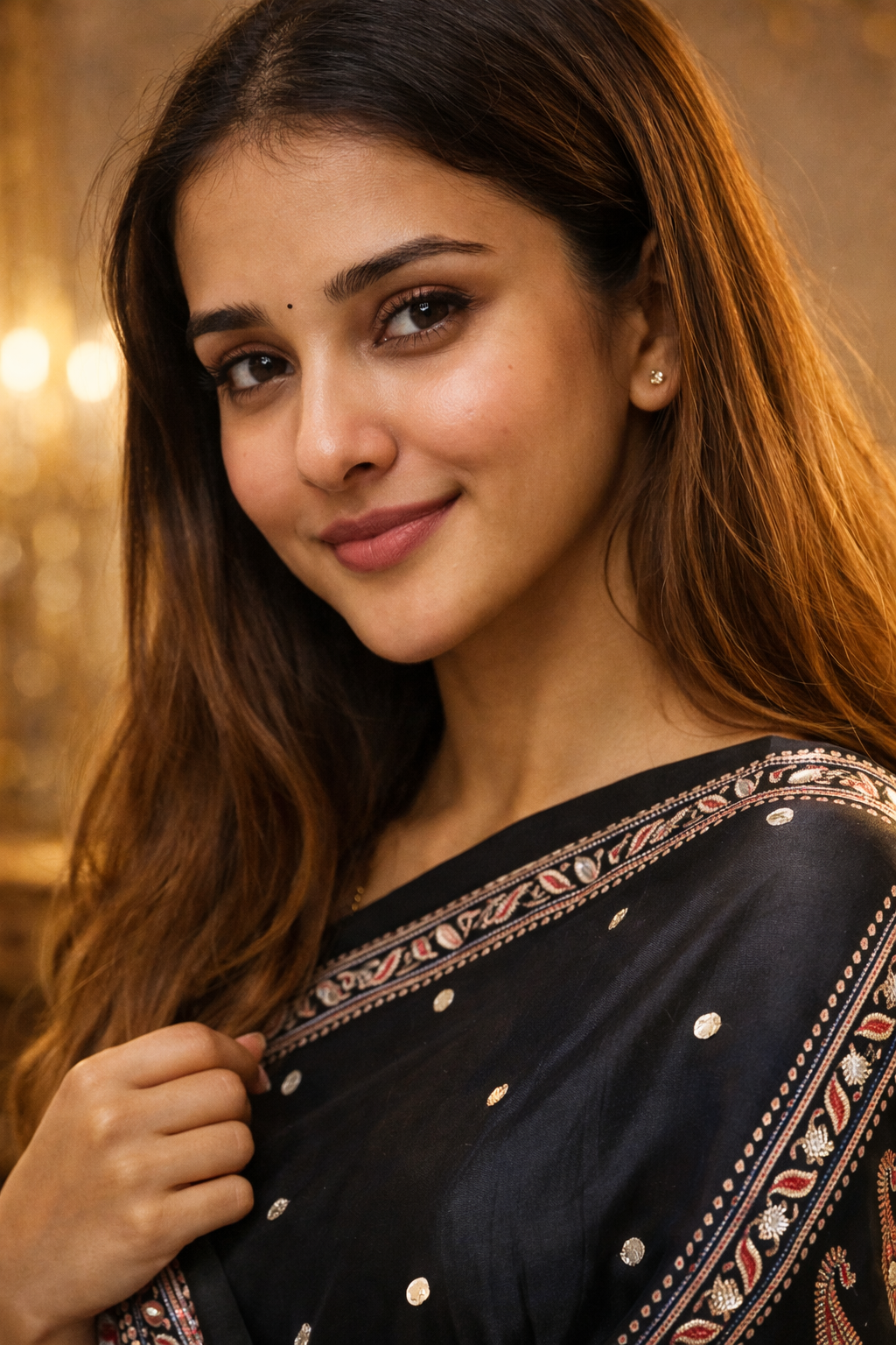 Black Ajrakh Print Saree with Red Border – Elegant Handcrafted Ethnic Wear