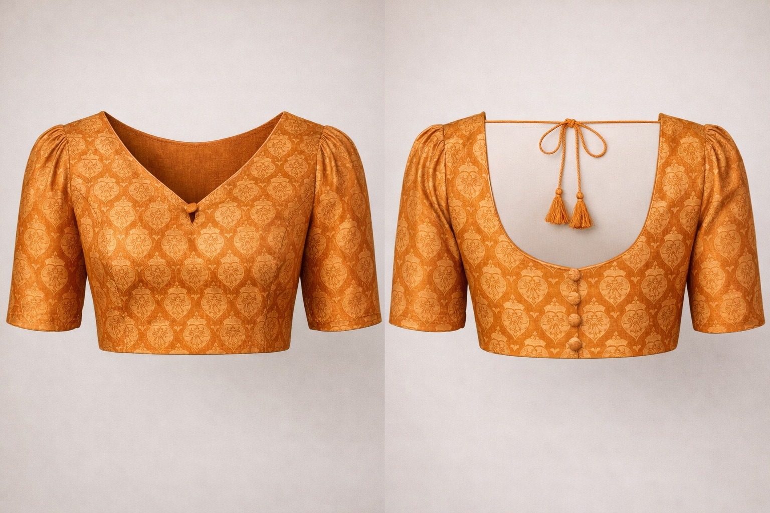 Handloom Mustard & Orange Silk Saree – Traditional Floral Border Handwoven Indian Saree – Luxury Festive & Wedding Wear Ethnic Saree