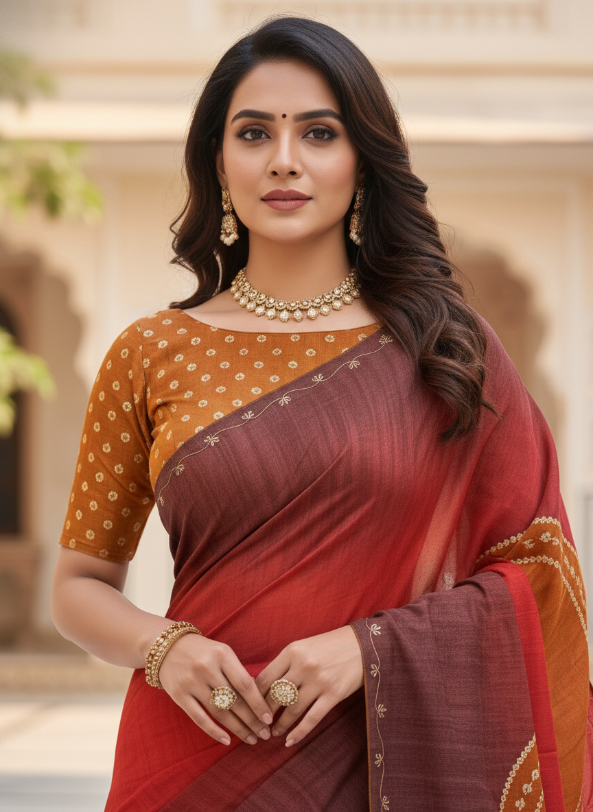 VASUNDHARA CIRCLE – Luxury Silk-Blend Printed Saree