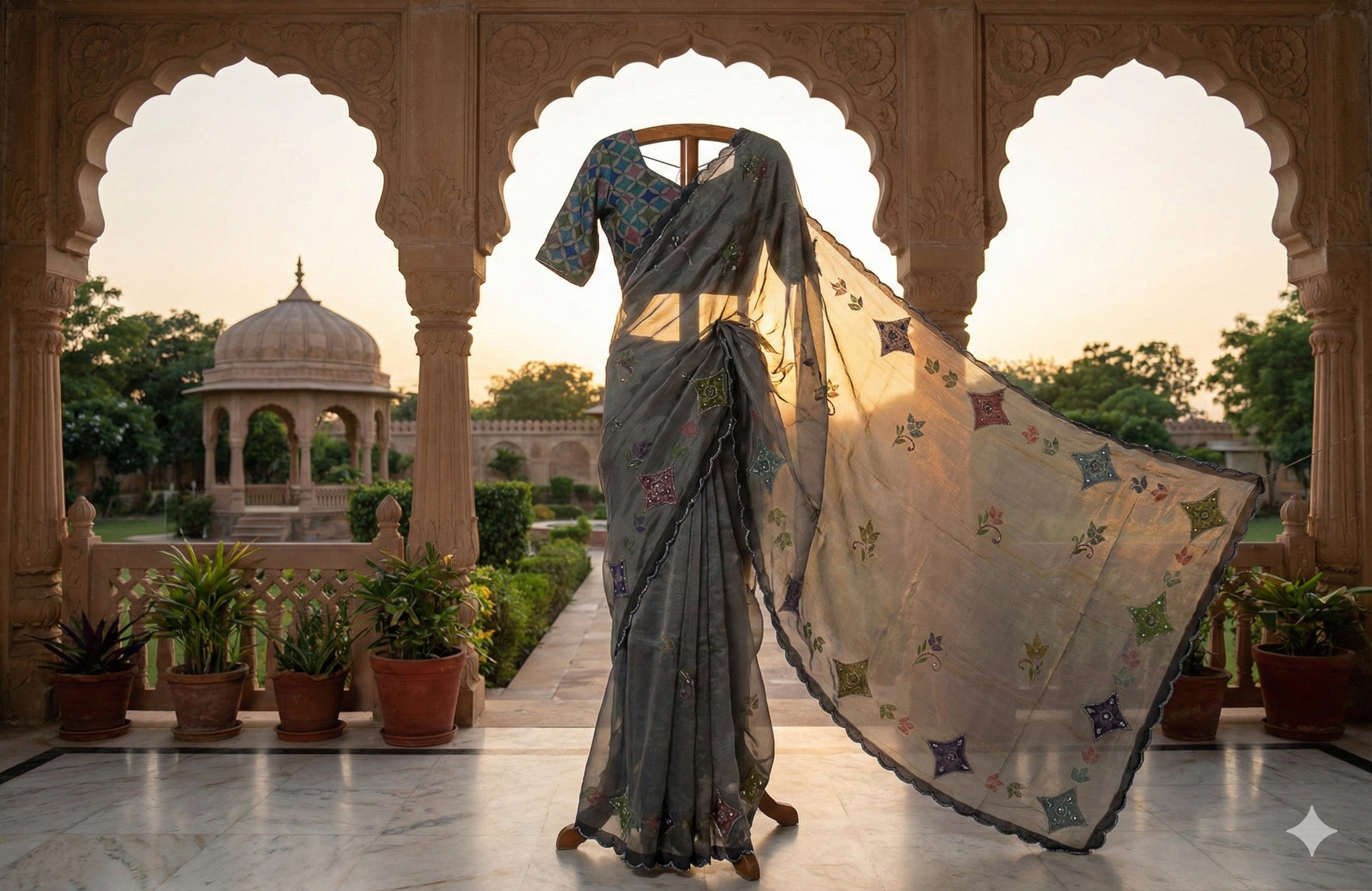 RASM Designer Studio NOORÉA Handcrafted Tisu Saree