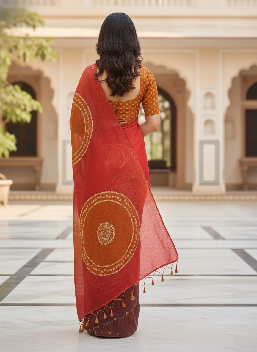 VASUNDHARA CIRCLE – Luxury Silk-Blend Printed Saree