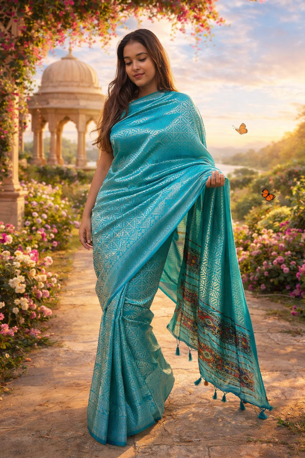 RASM Elara Woven Saree – Heritage Border Elegance
