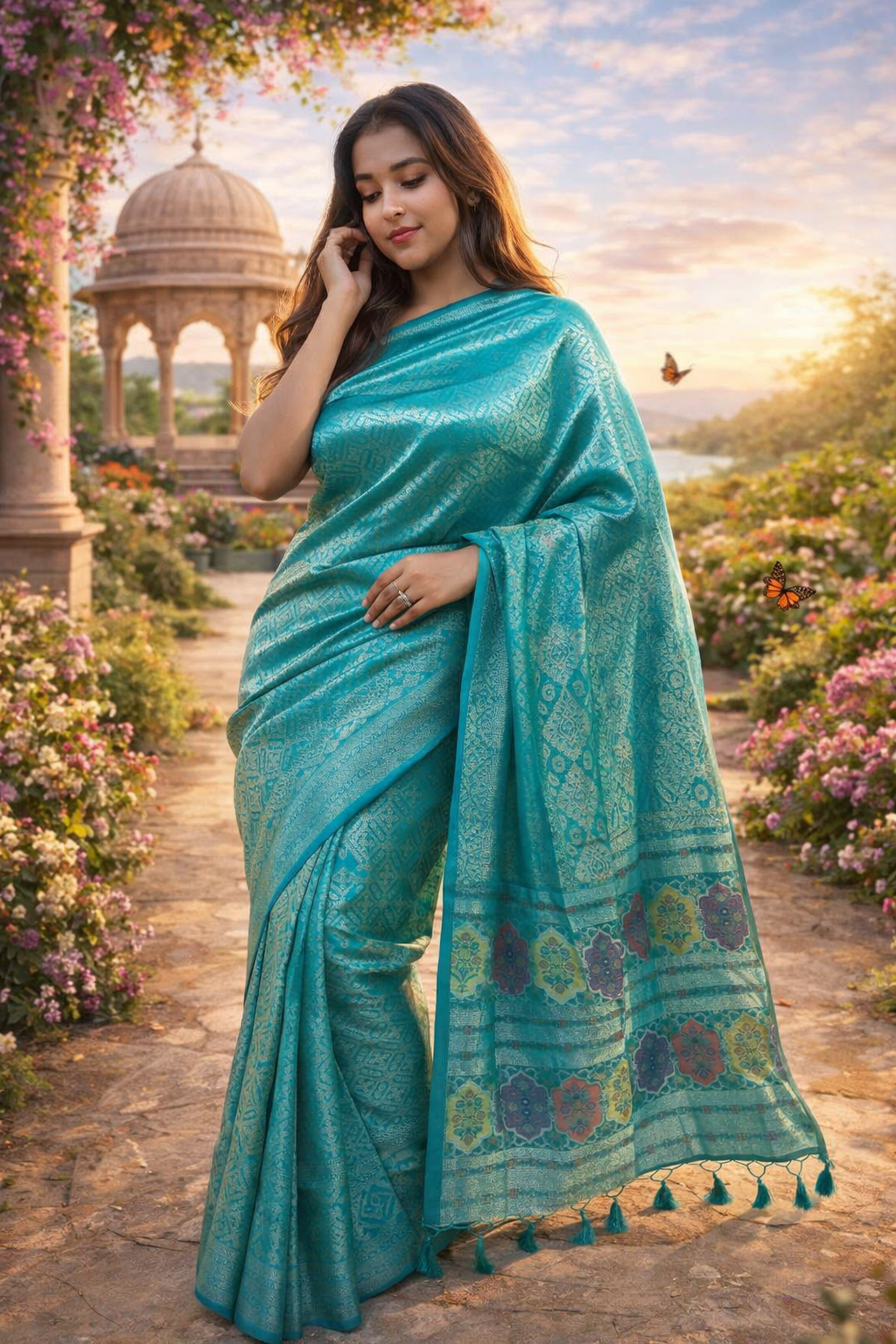 RASM Elara Woven Saree – Heritage Border Elegance