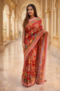 Royal Rangmahal Folk Art Printed Saree – Traditional Festive Ethnic Saree
