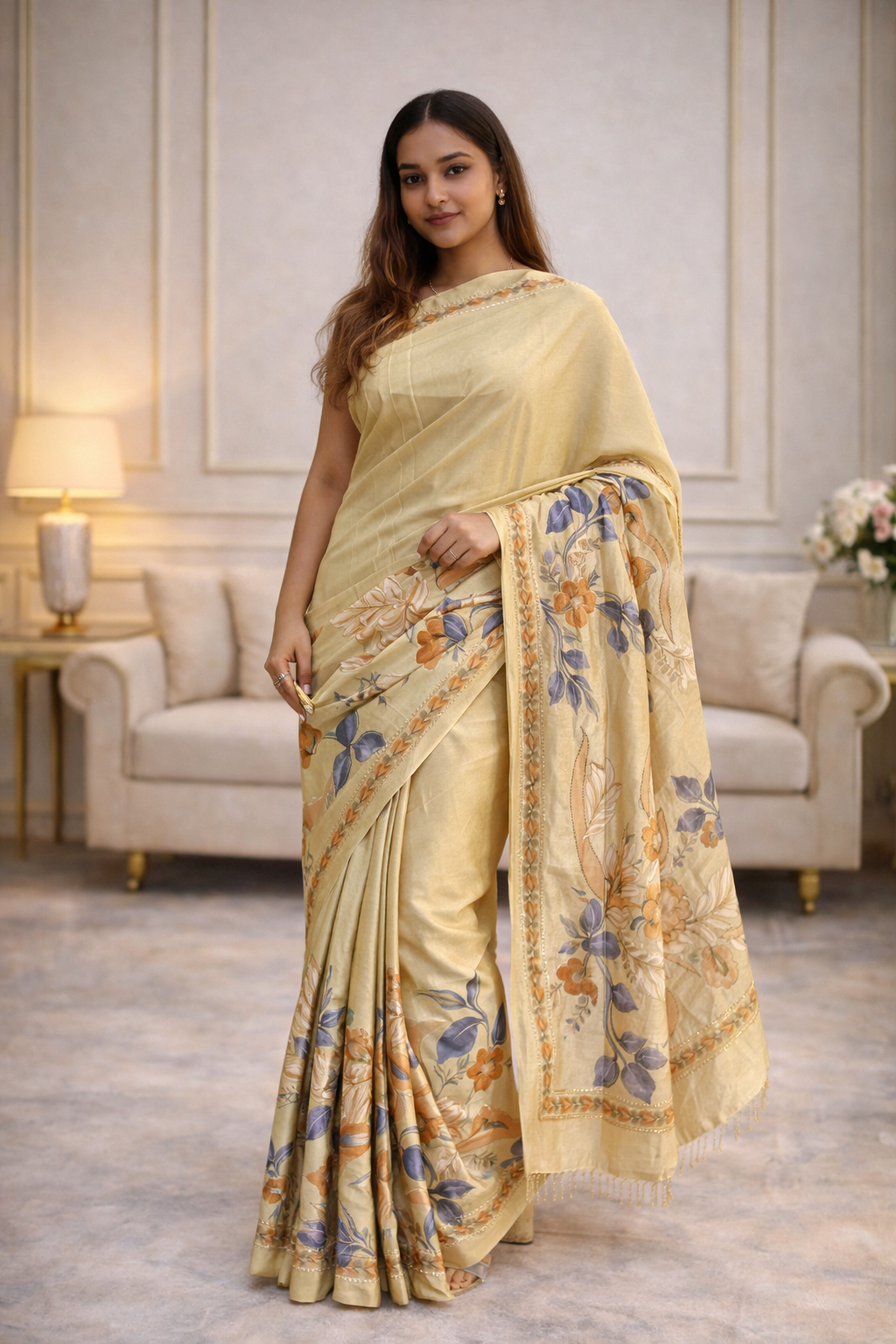 Pastel Floral Printed Saree