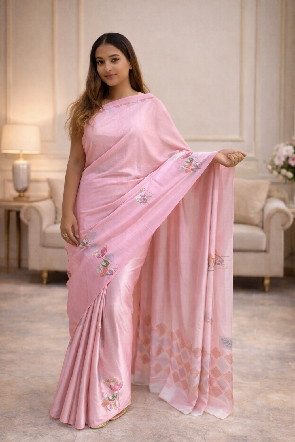 Pastel Floral Printed Saree