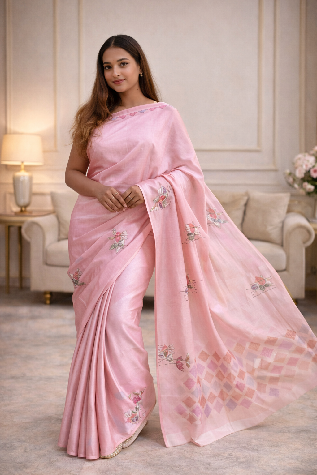 Pastel Floral Printed Saree