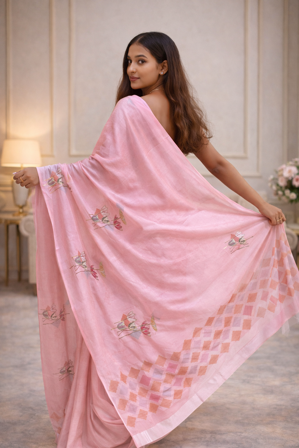 Pastel Floral Printed Saree