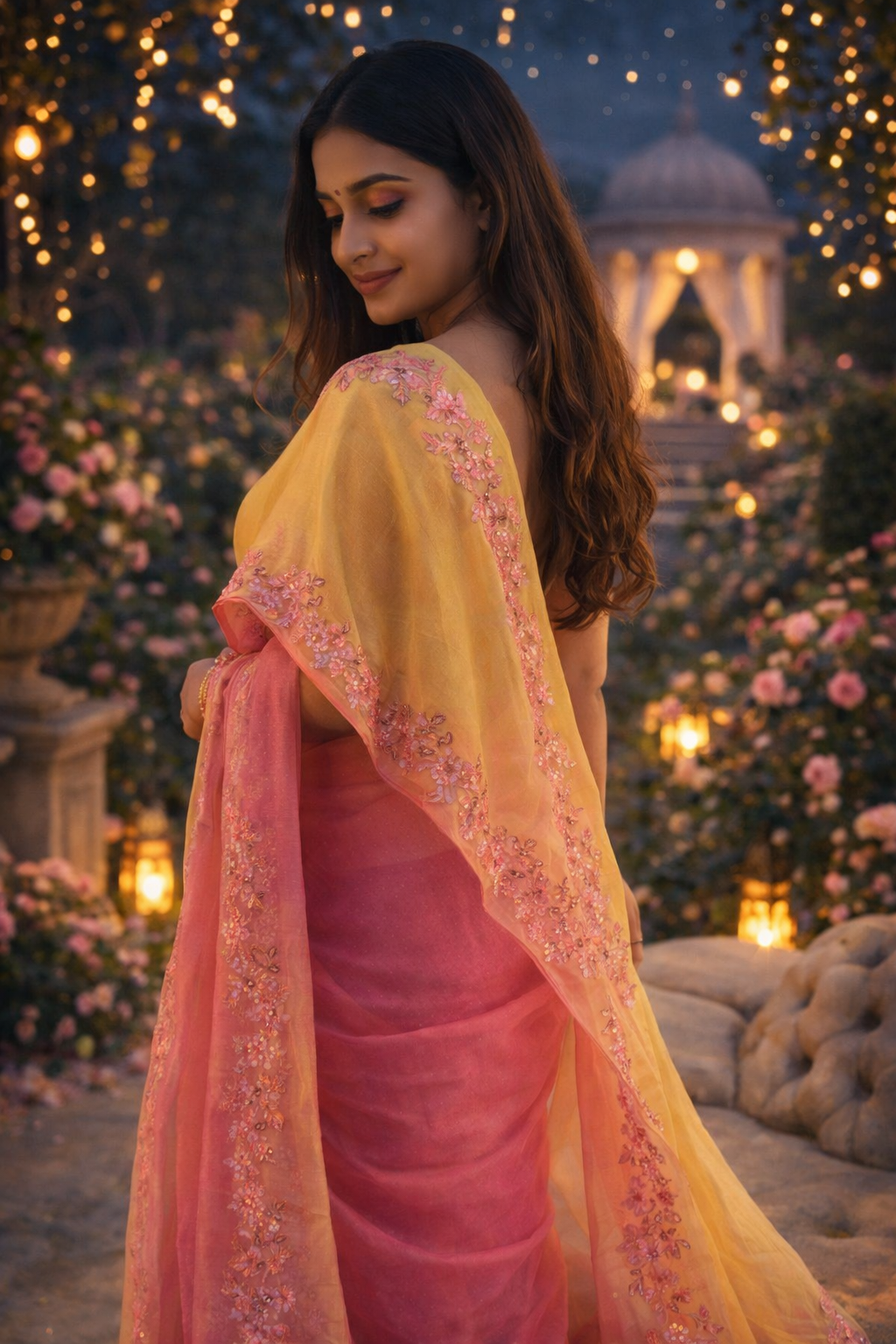 Handloom Pastel Silk Saree – Pink & Soft Yellow Handwoven Floral Saree – Luxury Festive & Wedding Wear Indian Ethnic Saree