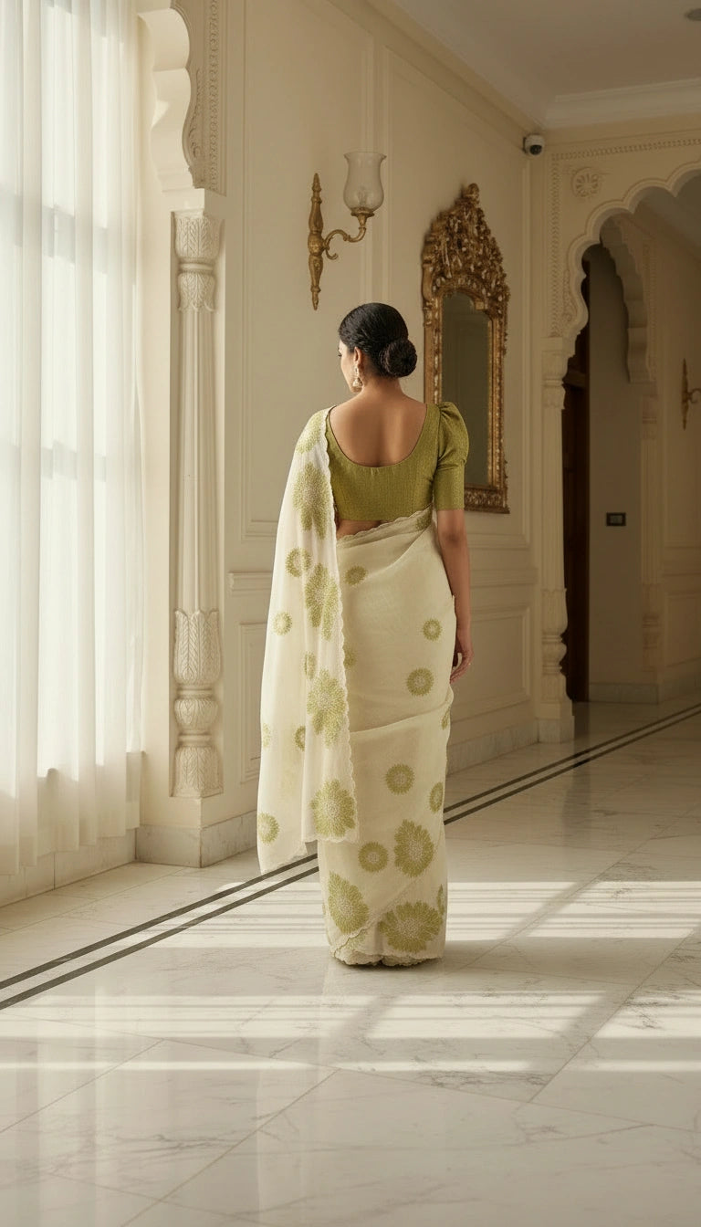 FLOREA ÉLITE-Premium Floral Print Saree