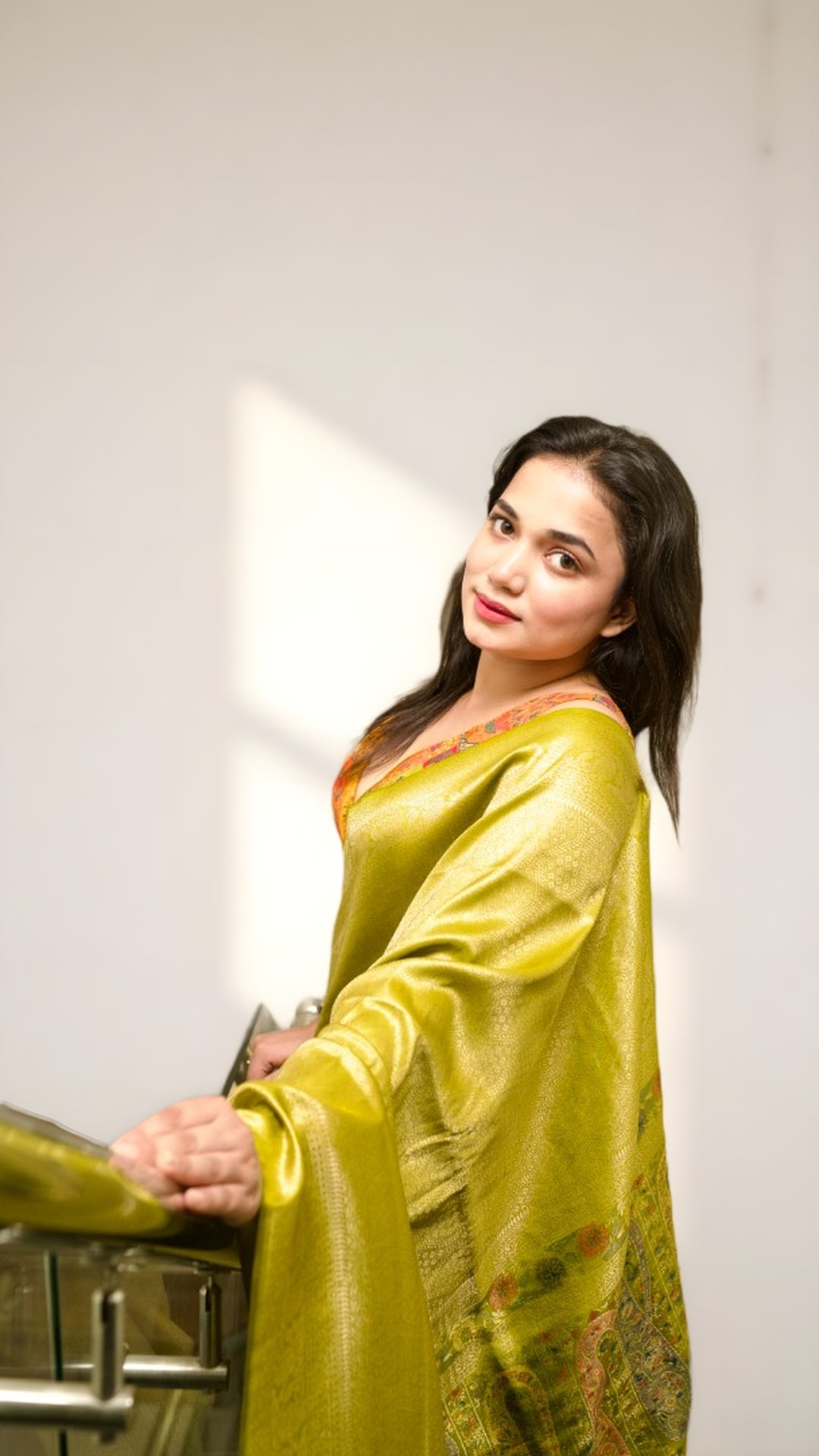 ZAYNAH-E-SATIN | Olive Green Couture Saree