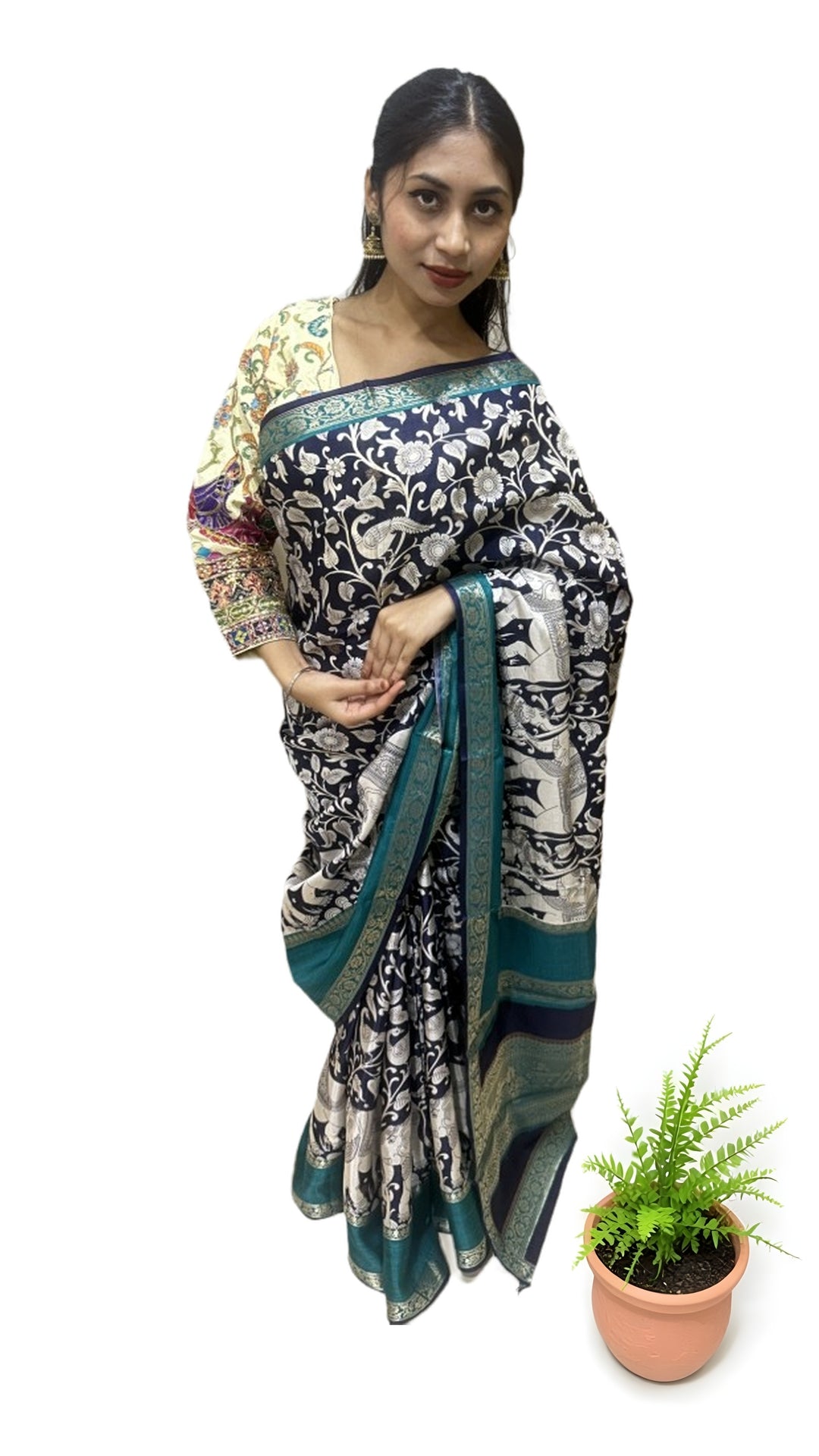 Rajwada Gaj-Mayur Cotton Silk Look Saree